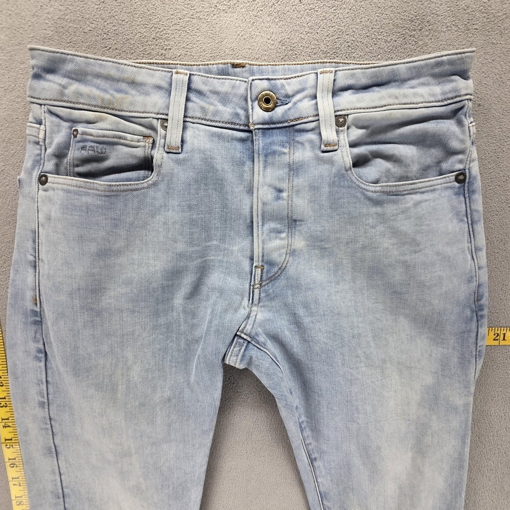G-Star RAW Jeans Mens 31x32 Blue 3301 Slim Light Wash Button‎ Fly Denim - Picture 15 of 16